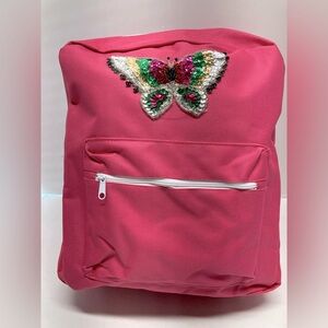 Kid’s Pink Backpack, Butterfly Appliqué